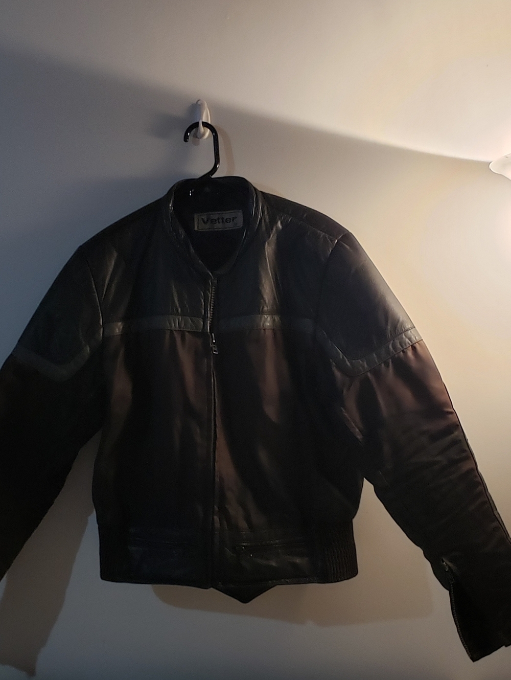 Vetter Black Leather Bomber Jacket - Men's Medium